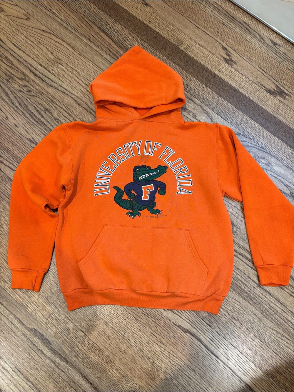 Vintage Russell Athletic Orange Kids Hoodie with Universityof Florida Graphic
